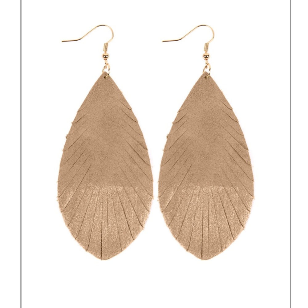 Fringe Leather Drop Earrings - Picture 2 of 3